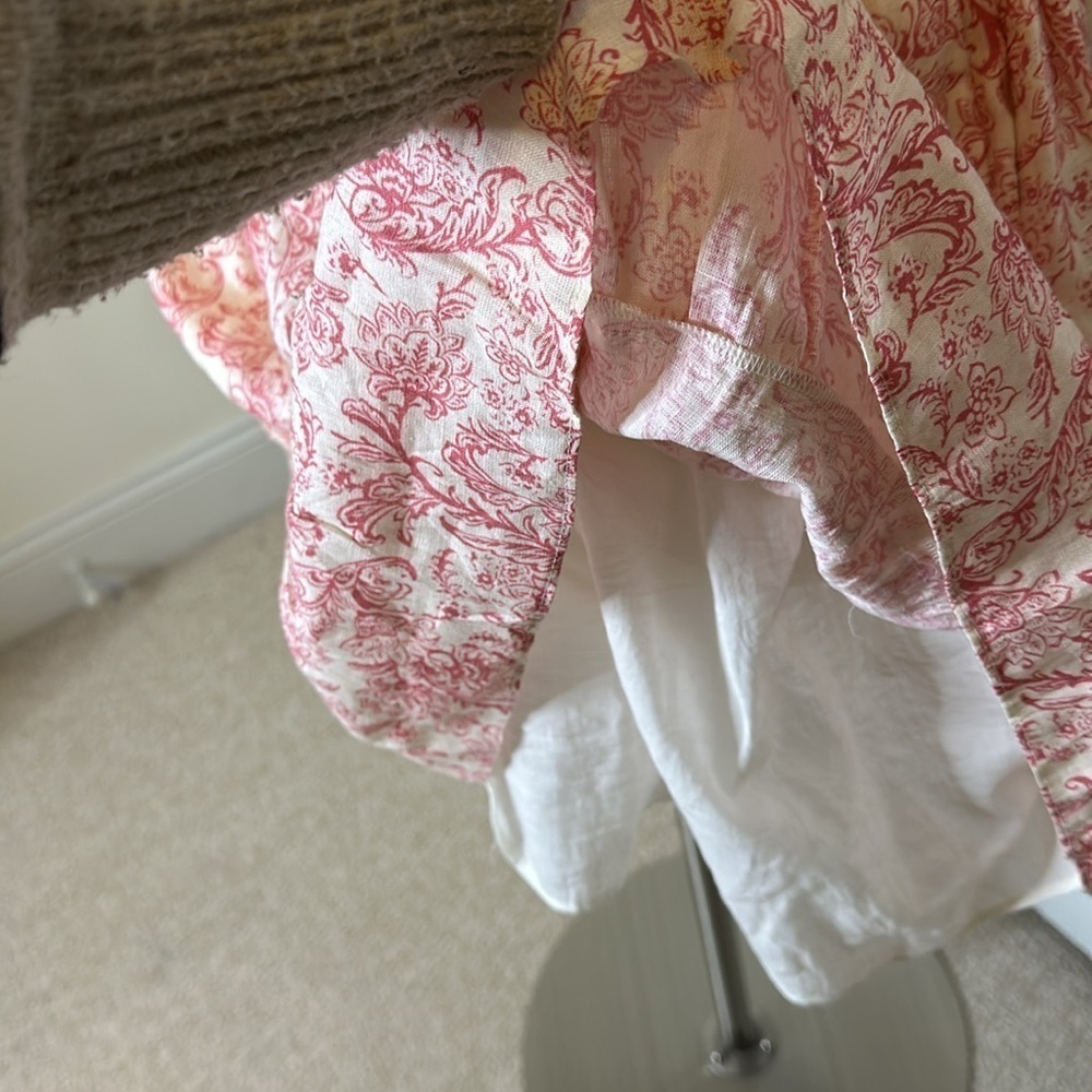 Saylor Austyn Pink Floral Linen Mini Dress SzL - Picture 8 of 10